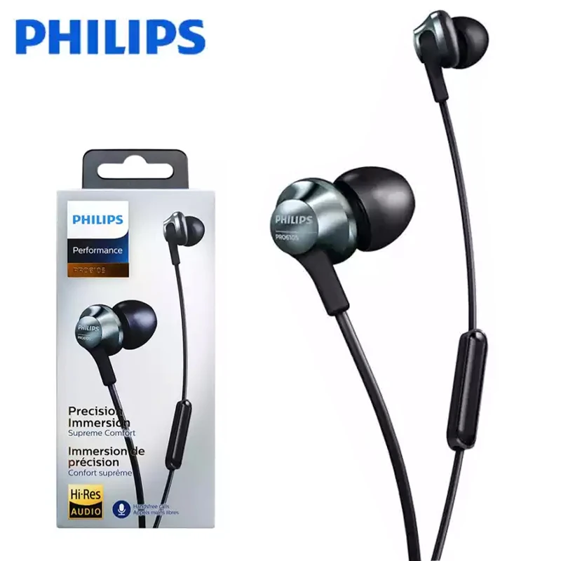 Оригинальная Проводная гарнитура PHILIPS PRO6105 Hi Fi встроенный микрофон Res для