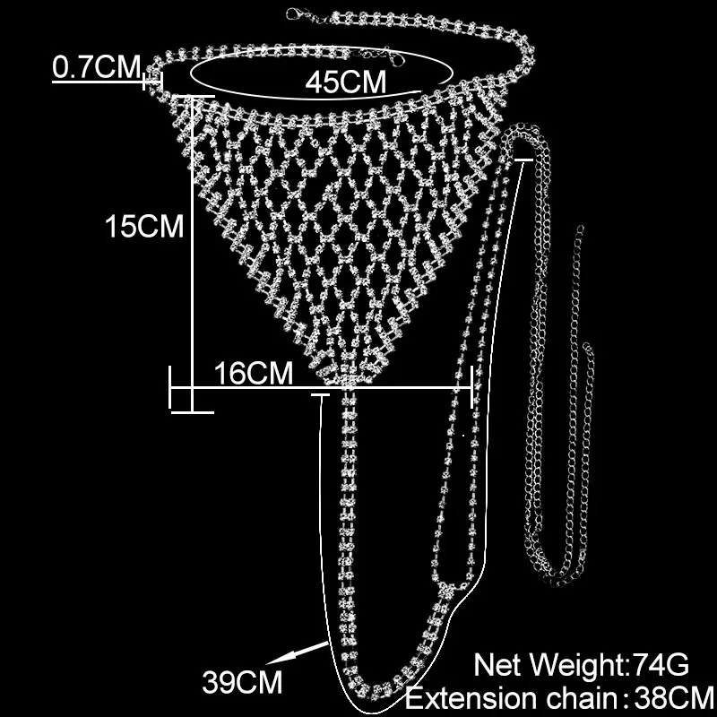 

Flatfoosie Mesh Crystal Bralette Thong Sexy Body Femme Jewelry Bling Rhinestone Body Chain Bra Harness Waist Bar Party Bijoux