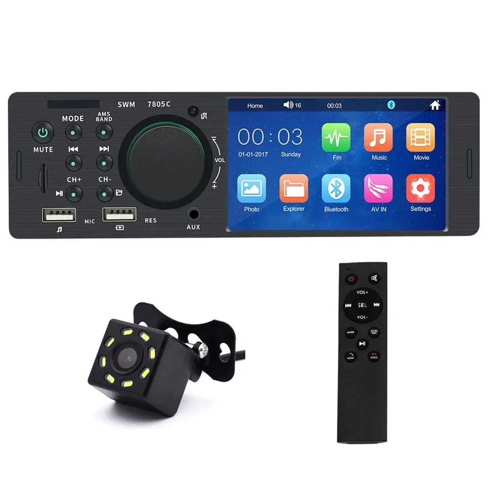 1Din 4 1 дюймов автомобильный стерео MP5 плеер FM радио TFT сенсорный экран USB AUX RCA Bluetooth4.0