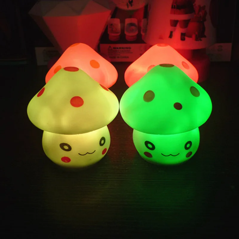 Color Changing LED Mushroom Lamp Party Lights Mini Soft Baby Child Sleeping Nightlight Novelty Luminous Toy Gift Novelty Lightin