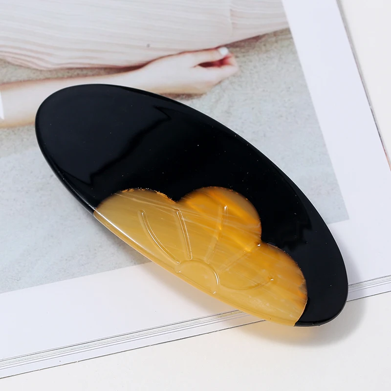 Классическая черная и коричневая акриловая заколка для волос женщин стильная