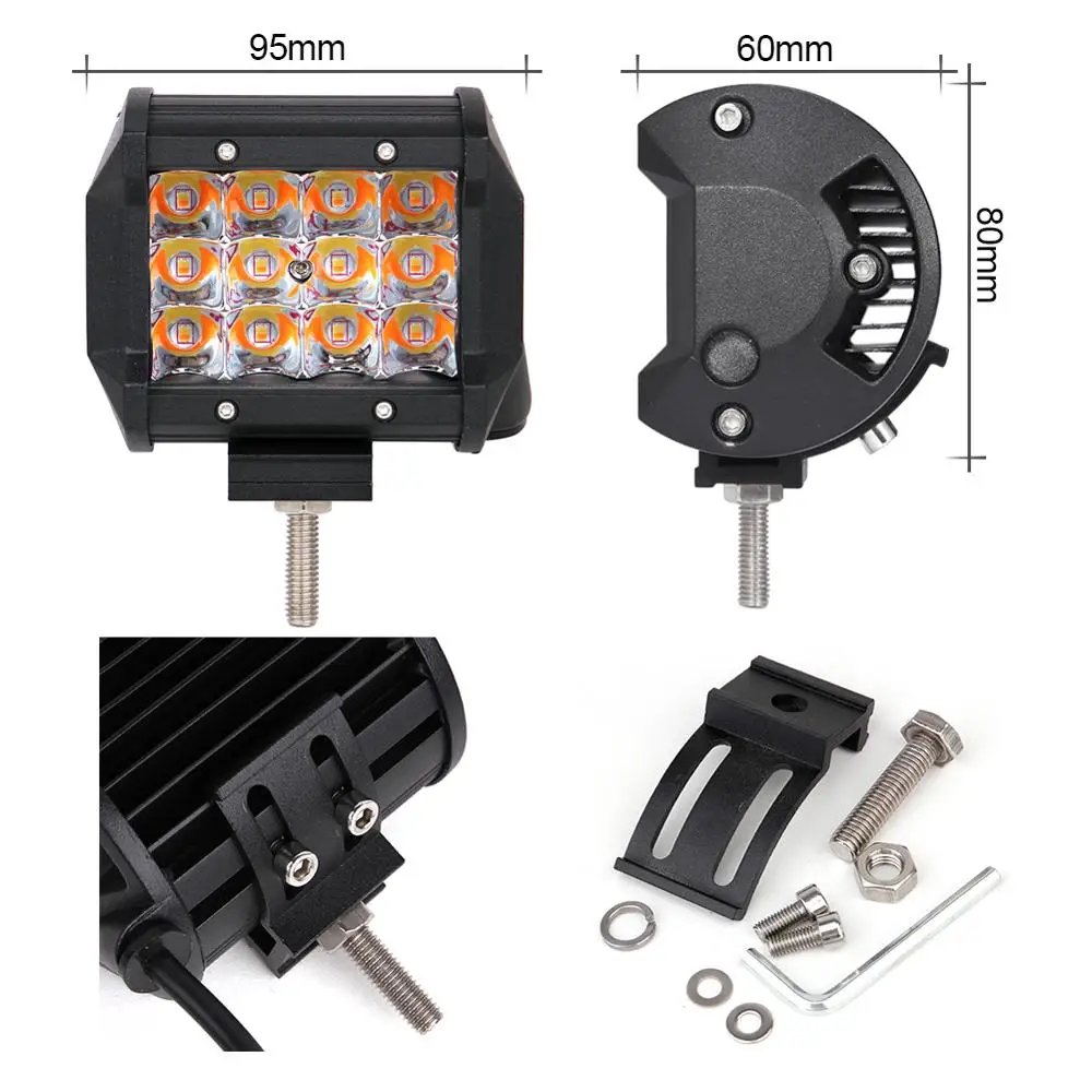 

ECAHAYAKU 4 "36 Вт автомобильный Стайлинг 3 ряда светодиодный светильник IP68 двухцветная Стробоскопическая Светодиодная панель 12 В для внедорожно...