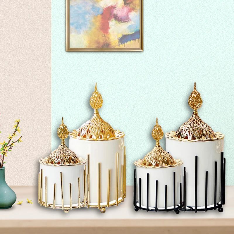 

1PC European Incense Burner Metal Ceramic Arab Incense Cones Holder Aromatherapy Diffuser Air Fresheners for Home Hotel Office