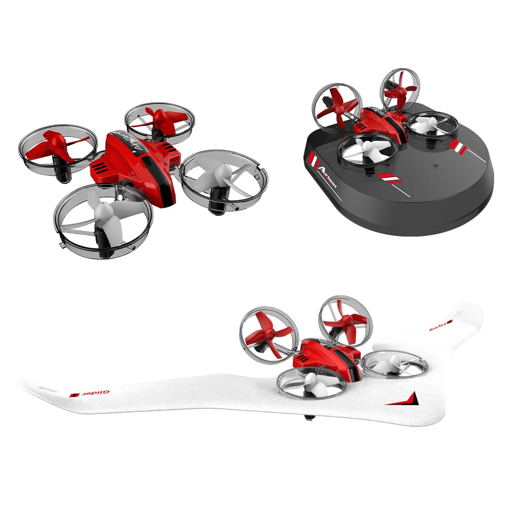 L6082 RC Drone Airplane Hovercraft 3 in 1 Quadcopter Headless Mode Glider Airship 2.4G Multi-functional Boat Remote Kids Toys | Игрушки и