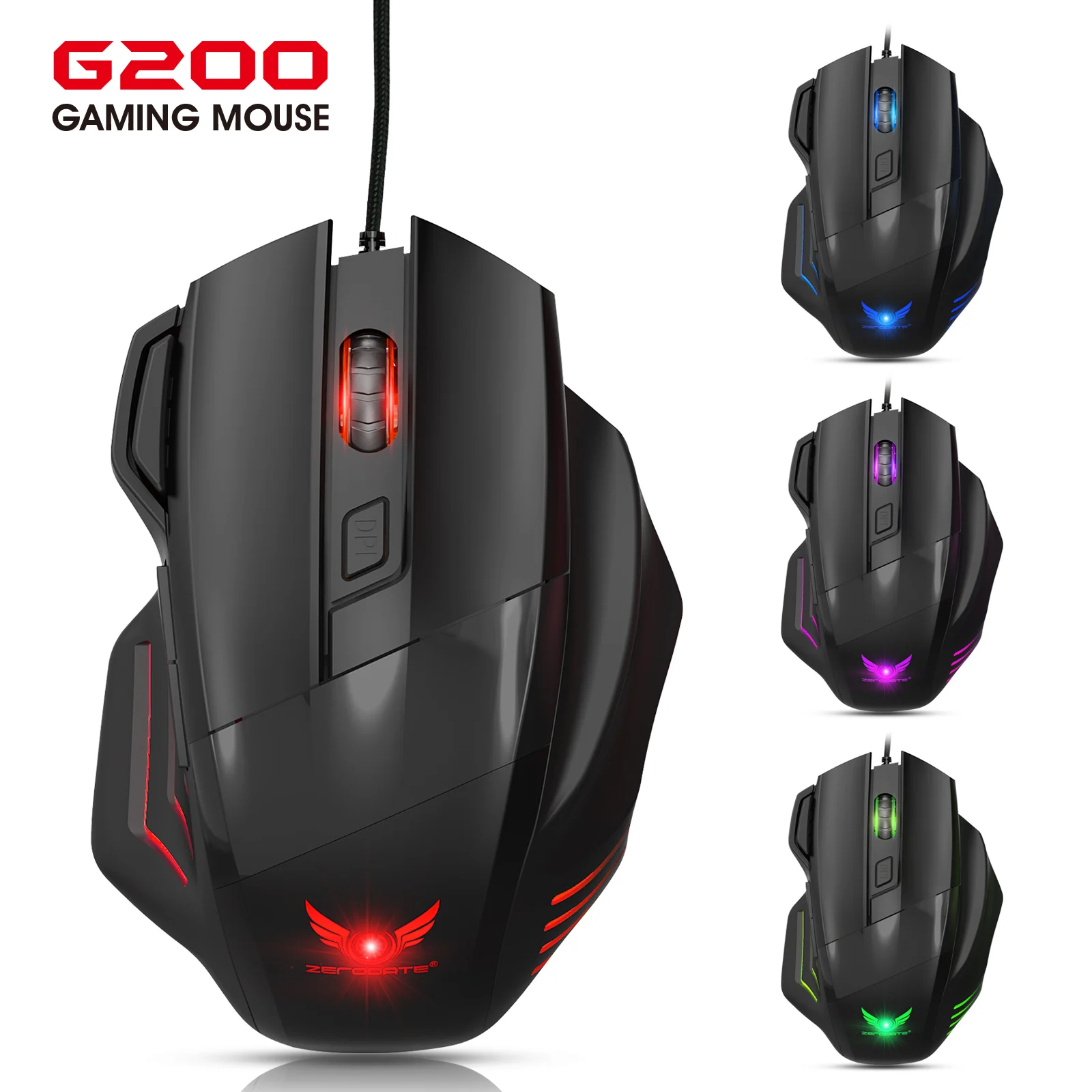 

Мышь игровая Проводная с RGB-подсветкой, 2400 DPI, 7 кнопок