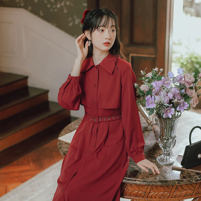 

pure color the dresses in the autumn new spot