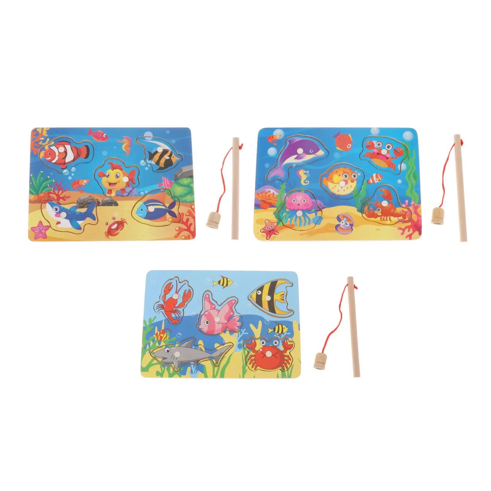 

3D Montessori Wooden Magnetic Fishing Games Puzzles Board Games Toy Funny Learn and Play Birthday Gifts