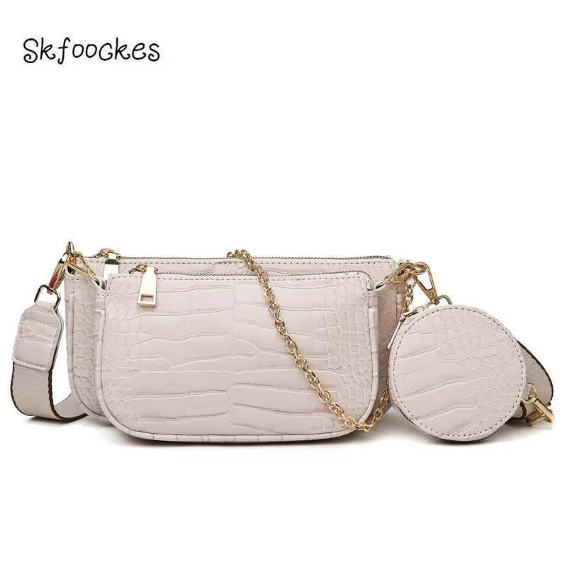 Сумка на цепочке Skfoockes с имитацией кожи крокодила новинка 2020 женская