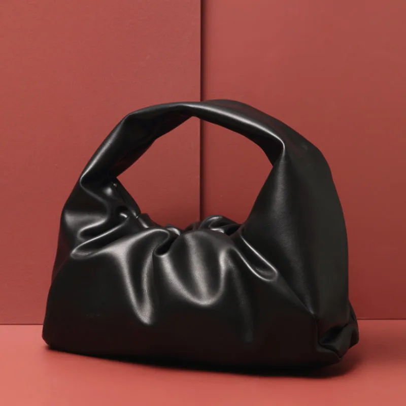 

Monogrammed Letters Pouch Genuine Soft Leather Women Cloud Bag New Handbag Fashion Hand Purse Clutch Bag Dumpling Shoulder Bag