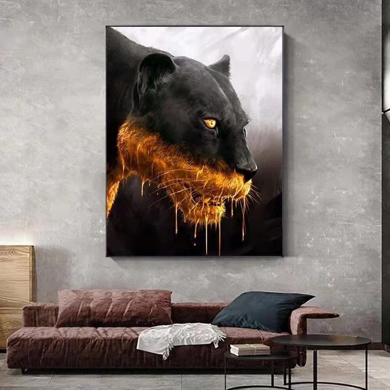 

Wall Loft Decor Animals Picture Big Large Size Wall Art Prints Leopard Lion David Posters for Home Design Frameless Abstract