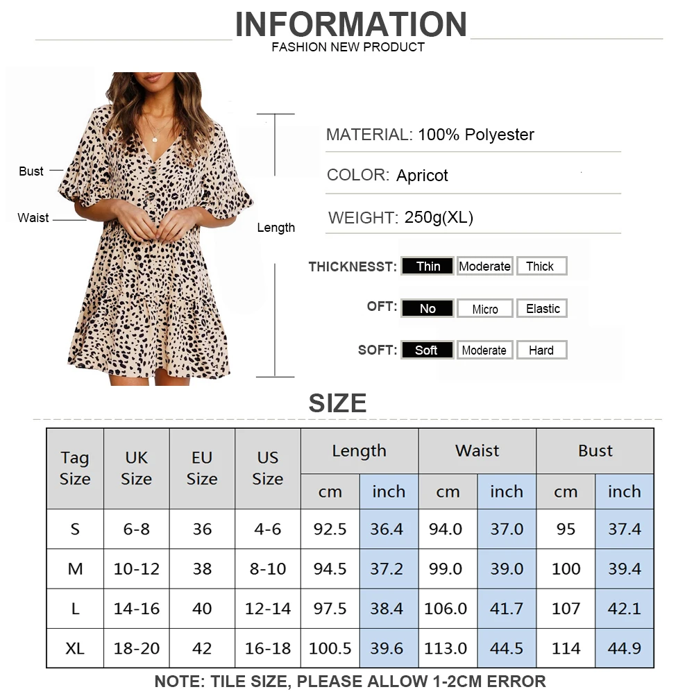 

Polka Dot Printed Women Dress For Summer Short Sleeve V Neck Ladies Midi Sundress Button Dress Female D30