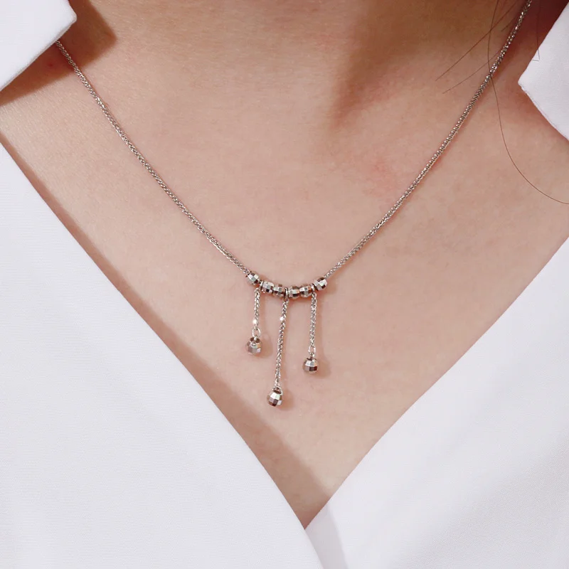 Цепочка с подвеской шариком Glitzy PT950 комплект из платины белого однотонного