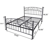 Metal bed frame platform mattress foundation with headboard and footrest, heavy duty and quick assembly, Queen Black