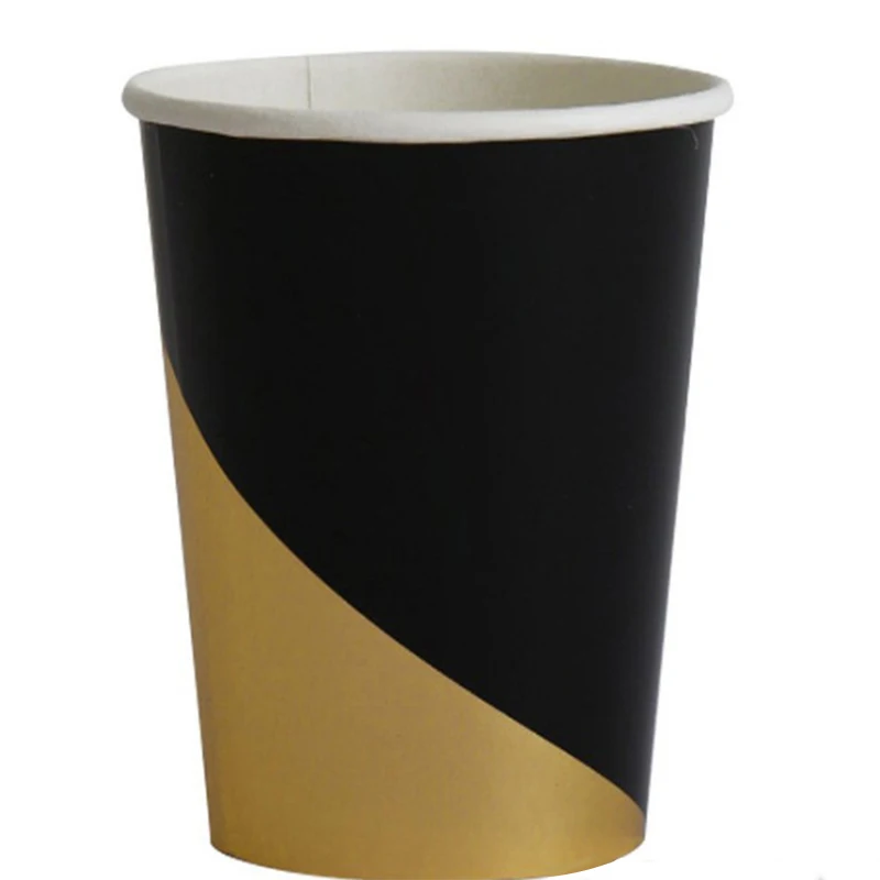 Стаканы из черного золота тарелки соломинки бумажные полотенца