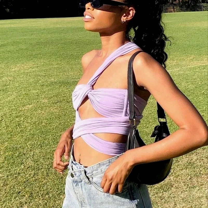 

MosiMolly 2021 Summer Halter Bandage Tops Vest Women Multiwear Tube Tops