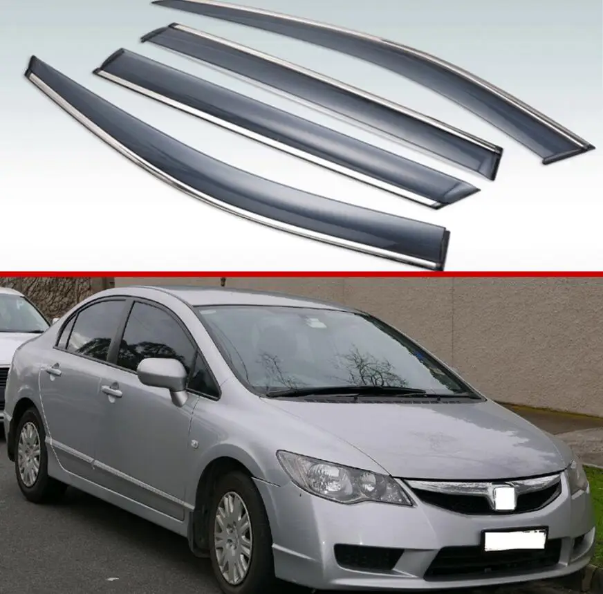 

Для Hodna Civic Sedan, 8 поколение 2006 2007 2008-2011, пластиковый внешний козырек, тенты, окно, защита от солнца, дождя, дефлектор, 4 шт.
