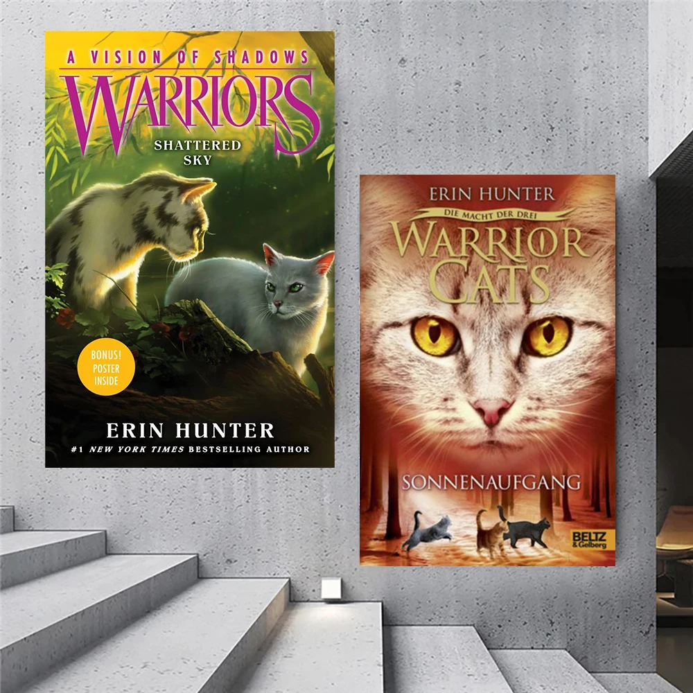 Постер в скандинавском стиле с мультяшным изображением нового воина кошки