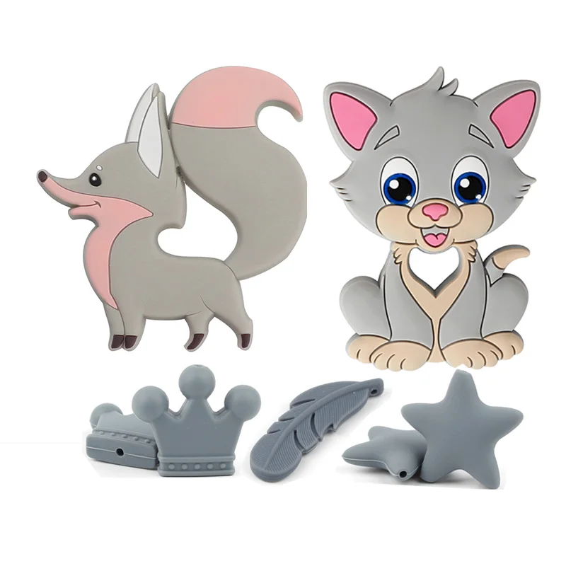 TYRY.HU Набор серых силиконовых бусин для прорезывания зубов жевательное Ожерелье