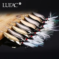 lutac metal spoon spinner fishing lure baits 5g 7g 10g 15g 20g with feather treble hook fishing tools