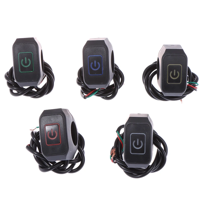 22mm 7/8'' Motorcycle Handlebar Switch Momentry Buttton For Electric Star Kill Waterproof Control Button with LED light |