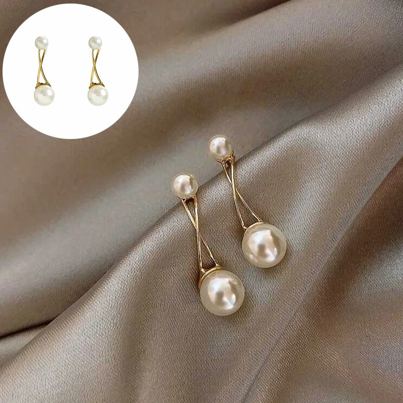 

Cross Simulated-pearl Ear Stud Earrings Women Fashion Wedding Elegant Girls Party Gift