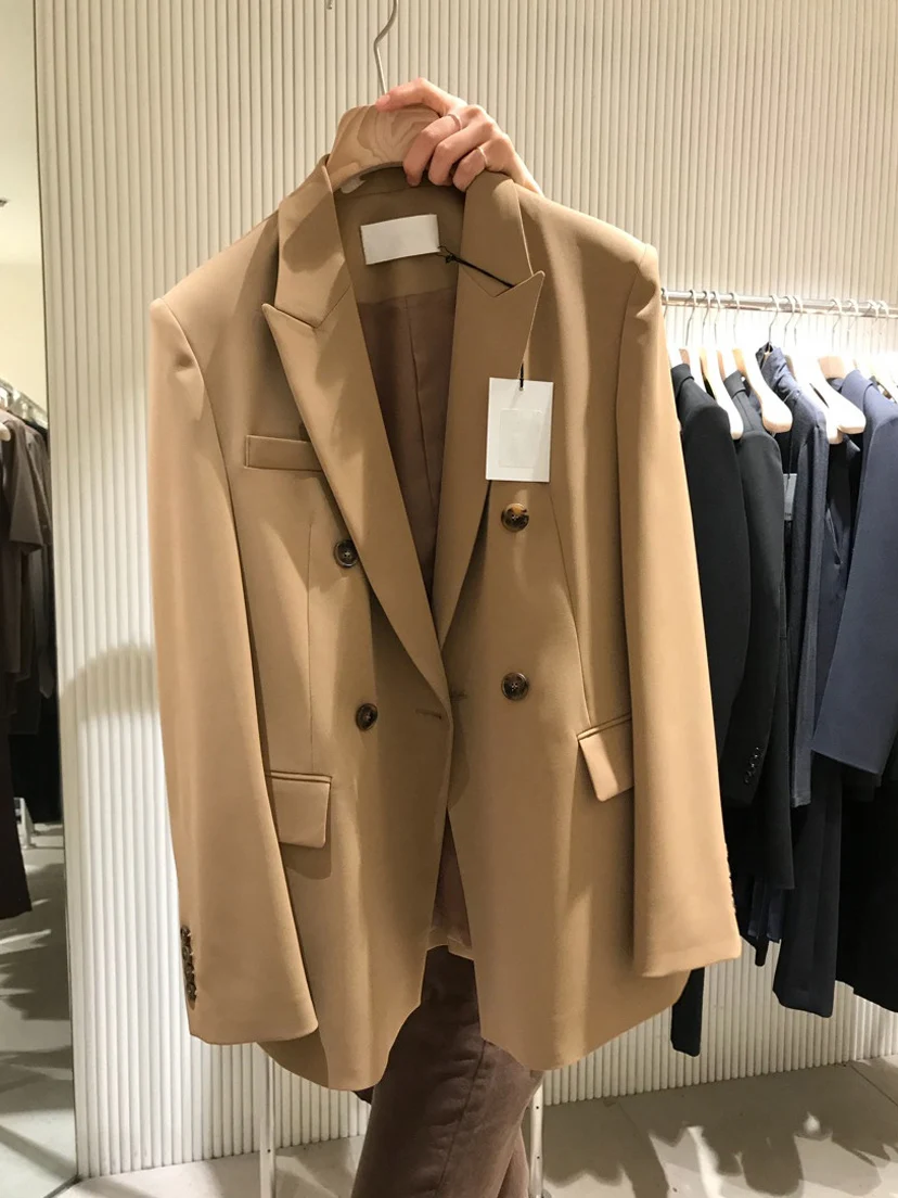 

Han Guodong door to women's clothing in the spring and autumn s temperament double-breasted pocket small suit jacket women's blo