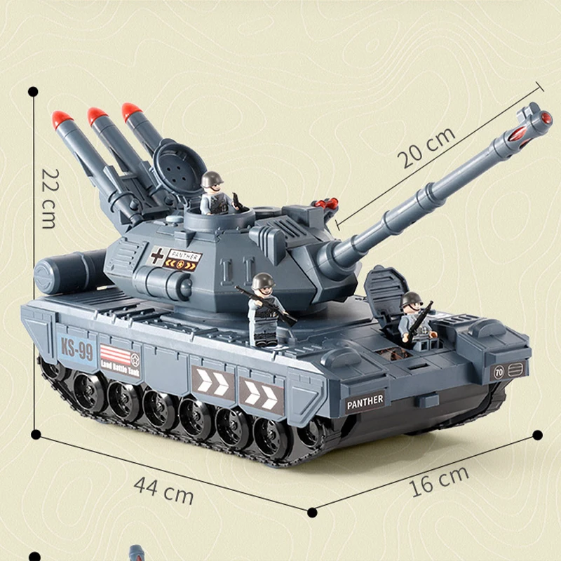 

Children's Car Toy Multifunctional Inertial Sound Light Deformation Can Accommodate Large Military Rail Tank Model Boy Girl Toys