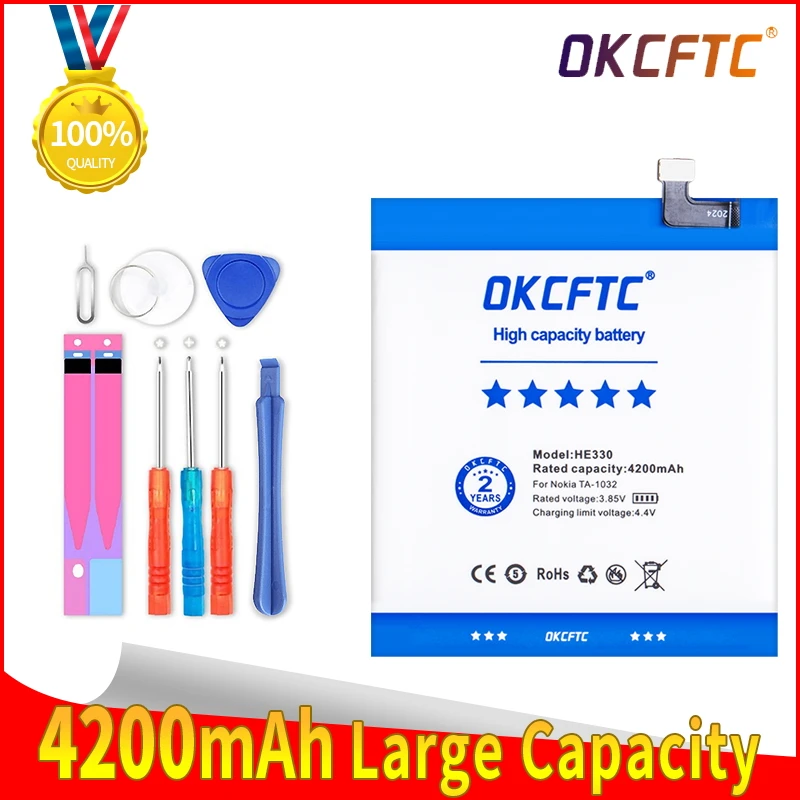 

OKCFTC Original HE330 4200mAh Battery For Nokia 3 DUAL TA-1032 HE 330 Batteries Bateria