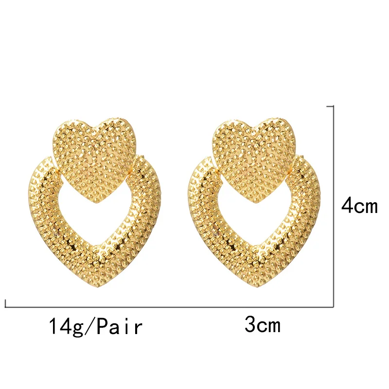 Женские Висячие серьги-подвески в форме сердца золотого и металлического цвета