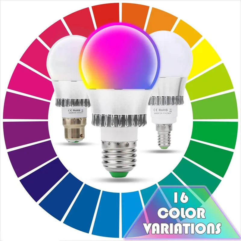 5 шт./лот Светодиодная лампа E14/E27 Вт 10 цветная RGB с пультом дистанционного