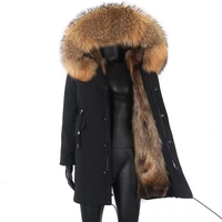 2022 winter men long casual real raccoon fur coat thick warm man hooded jacket oversized male windbreaker big raccoon fur collar