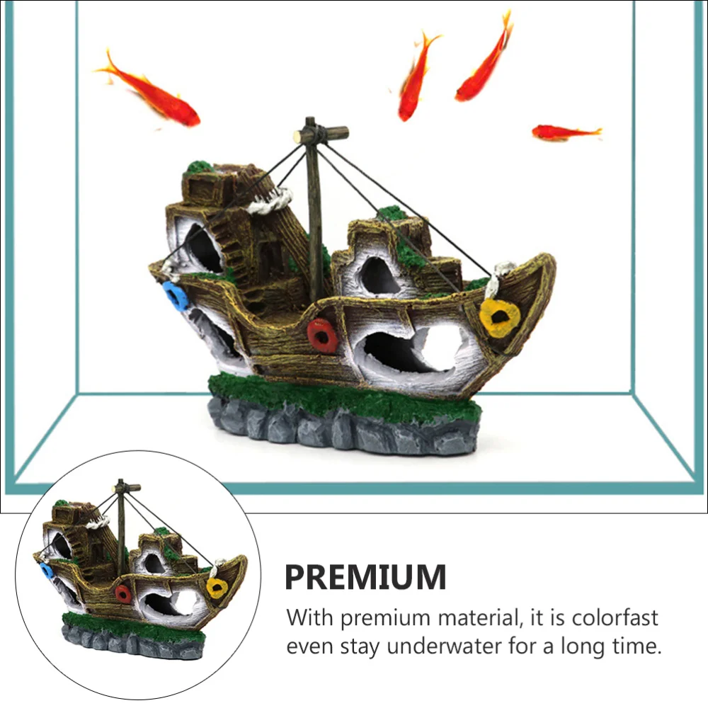 

1PC Pirate Ship Aquarium Landscaping Delicate Fish Tank Boat Shelter Adornment