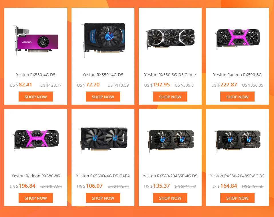 Yeston RX 580 2048SP 8G D5 GAEA Графическая карта, видеокарта Radeon Chill 20 двойной вентилятор охлаждения 8 ГБ GDDR5 256bit DP* 3/HD/DVI-D ПК