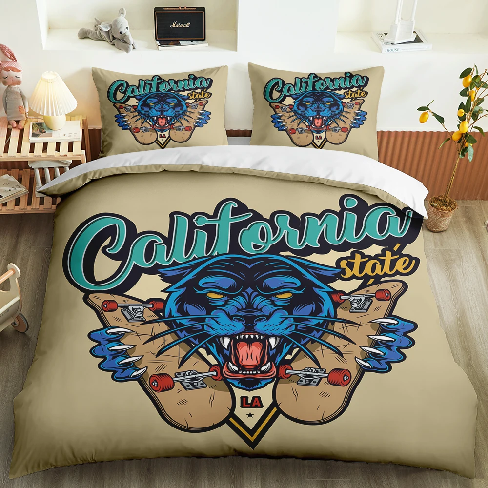 

Animals Beast Cartoon Graffiti bedding set with Duvet Cover Pillowcase 2/3Pcs Boys Girls teens Children adult Home Quilt Cover