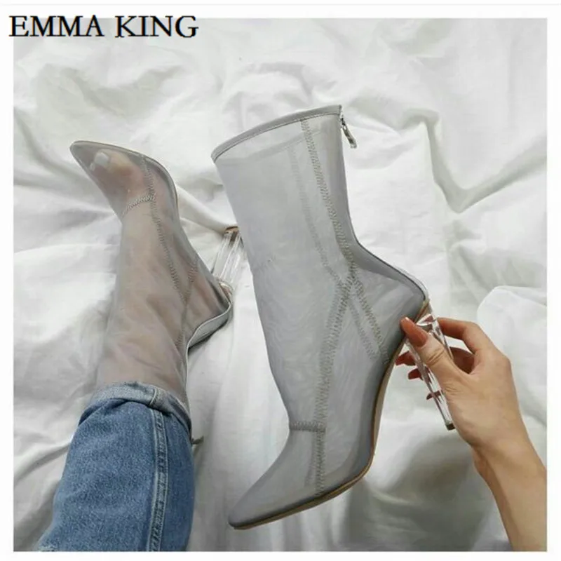 Emma king/ г. Сапоги-ботфорты с квадратным каблуком неонового Лайма новые сетчатые неоновые сапоги-гладиаторы на высоком каблуке пикантные женские сапоги высокие сапоги