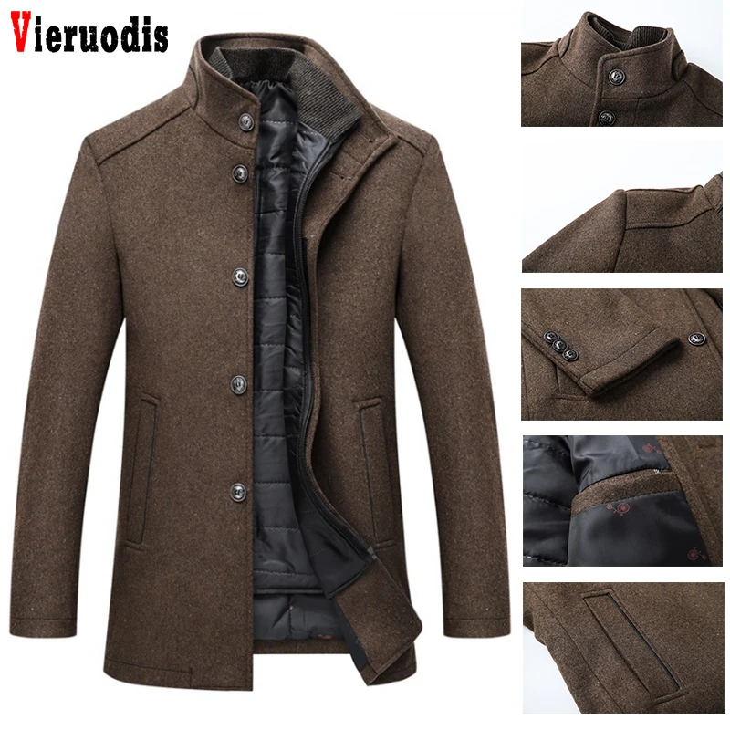 Новинка мужское зимнее плотное шерстяное пальто однобортное и куртки с