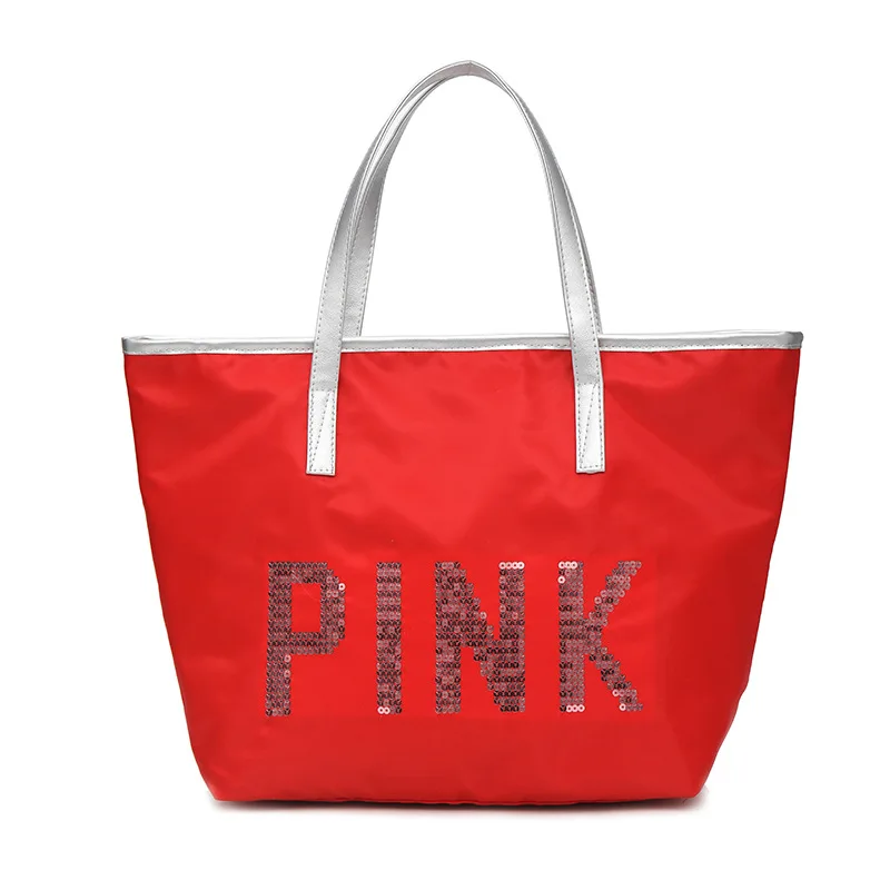 

Hand-held shopping bag South Korean version of sequins single shoulder bag leisure letters daughter bag large capacity luggage b