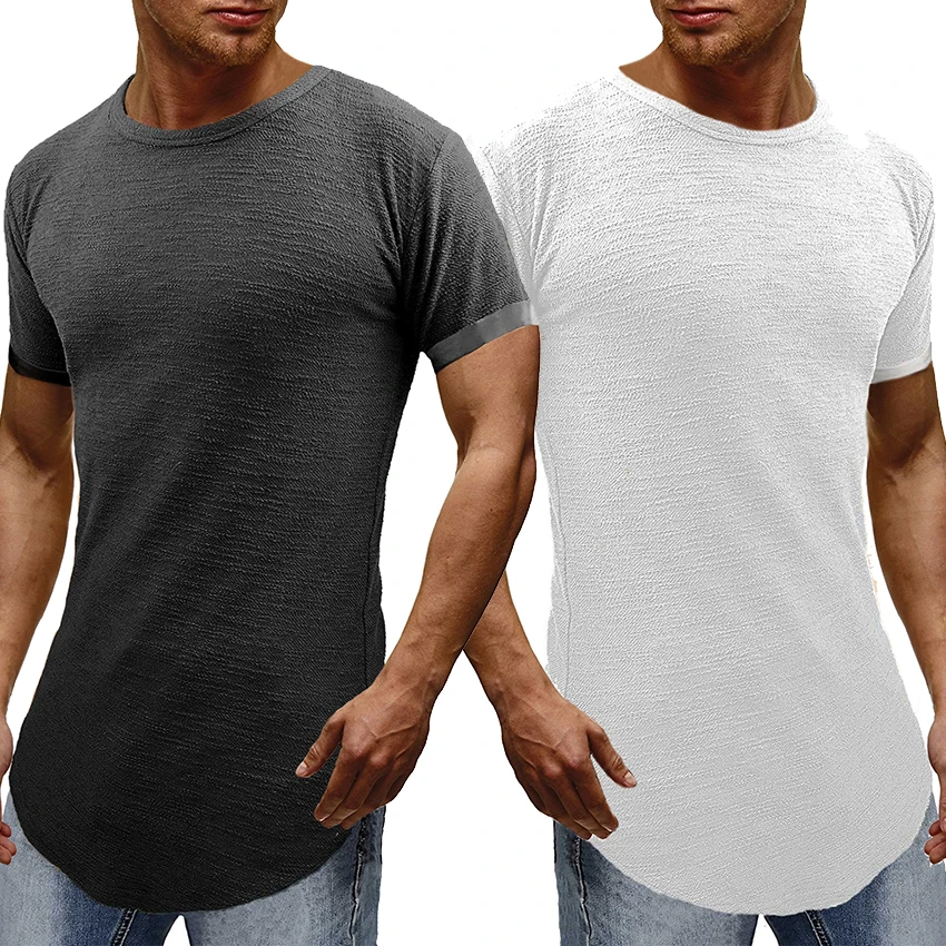 

Men's Stylish T Shirt Male SWAG Solid T-Shirt Curve Hem Fit Slim Streetwear T Shirt Male Hipster Hip Hop t Homme Tops Tee