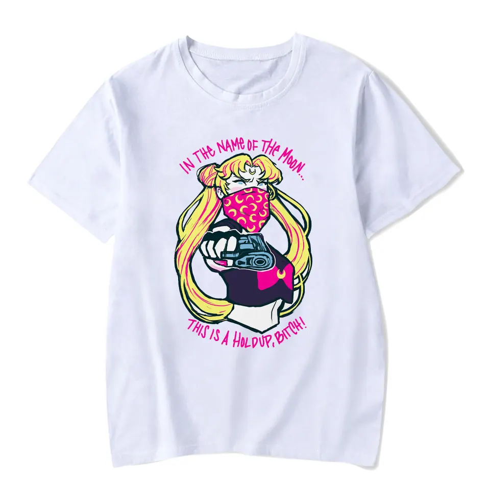 Sailor Moon Kawaii женские футболки s для женщин летние милые корейские Японские Аниме модные повседневные хлопковые футболки Femme - Цвет: white