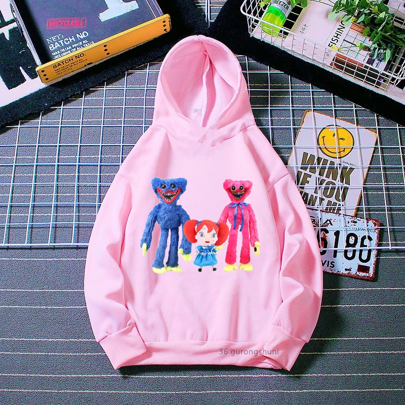 

Kawaii Girls Hoodies Funny Horror Toy Poppy Playtime Game Cartoon Printed Children's New Year Clothes Sweatshirt girls Jacket