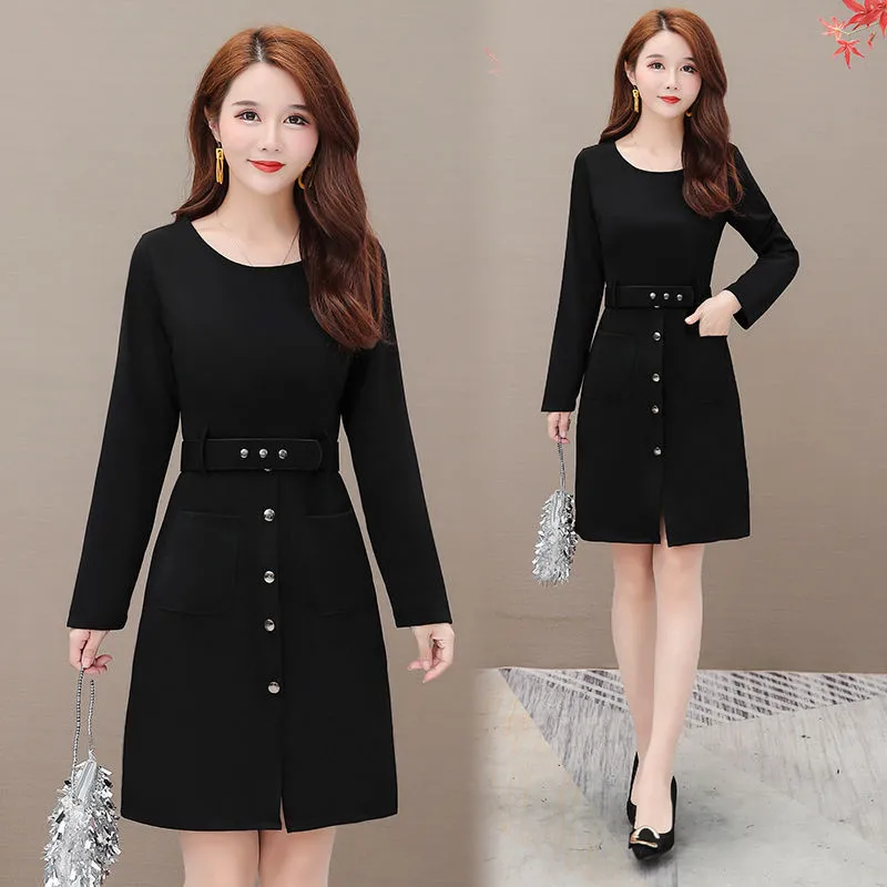 Однотонное Повседневное платье для женщин зимнее женское с длинным рукавом