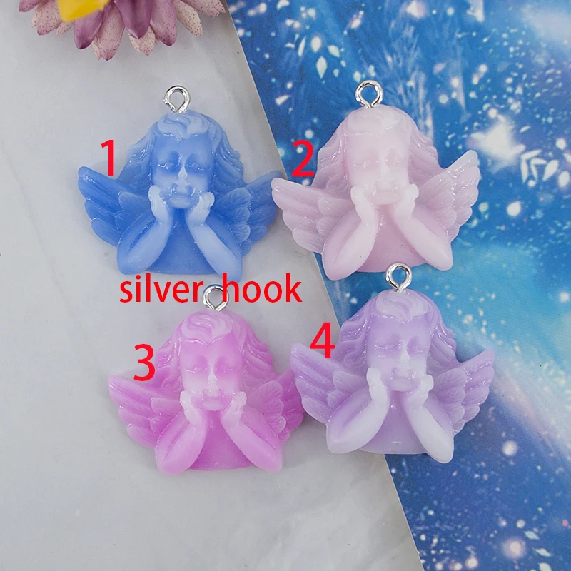 

8pcs/lot Cute Cupid Angel DIY Resin Cabochon for Earring Necklace Pendant Angel Flatback Relief Children's toys Homemade Gift