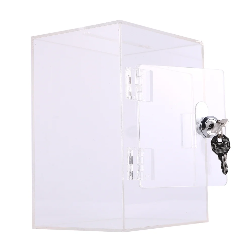 

Acrylic Box With Lock Multifunctional Fundraising Box Suggestion Box Donation Box Drop Box for Charity Ballot Survey (Transparen