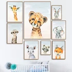 Слон жираф кролика, енота лиса детская стена искусство холст картина скандинавские плакаты и принты настенные картины для декора детской комнаты