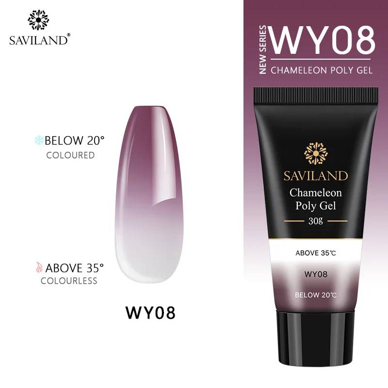 WY08 Saviland 30 г термо полигель для наращивания пальцев Кристальное желе полигель для ногтей Камуфляжный УФ светодиодный твердый гель акриловый строительный гель - Цвет: WY08
