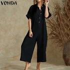 Женский комбинезон с широкими штанинами, винтажный однотонный комбинезон, элегантный женский комбинезон, 2021