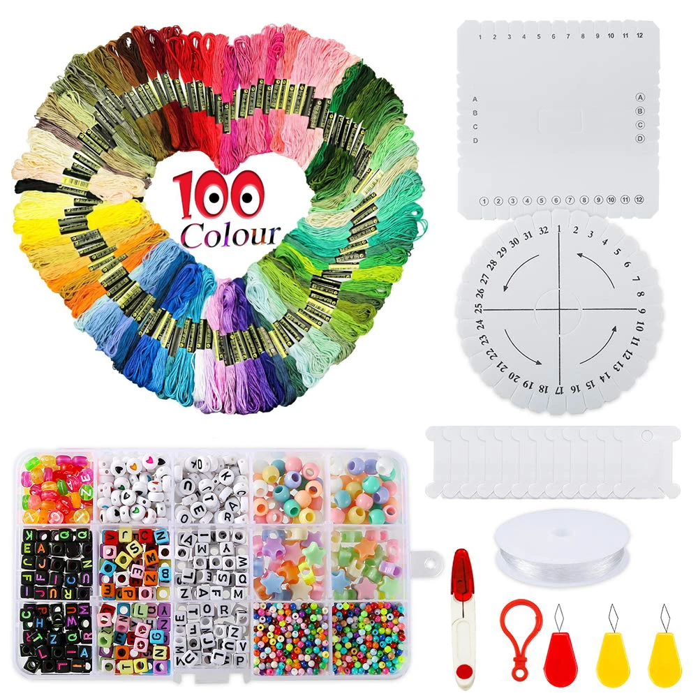 Набор для изготовления браслетов из бусин с нитью вышивки бусины буквами