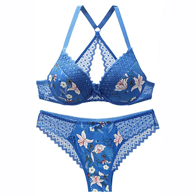 

Women's Bra Underwear Set Lace Sexy Charming Back Bra Comfortable Gathered Size Smooth Embroidered Bikini