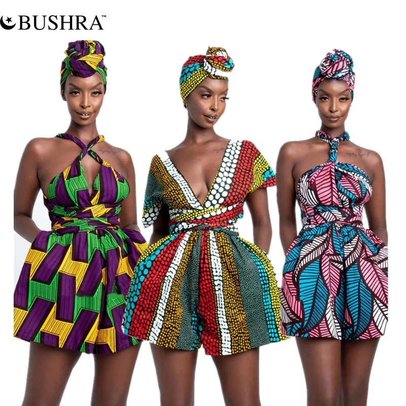 Женский Африканский индийский Дашики в стиле ретро комбинезон с принтом платье