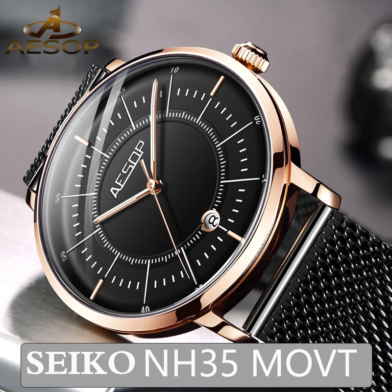 Новинка автоматические механические часы Aesop мужские s 2020 Japan NH35 Move men t светящиеся